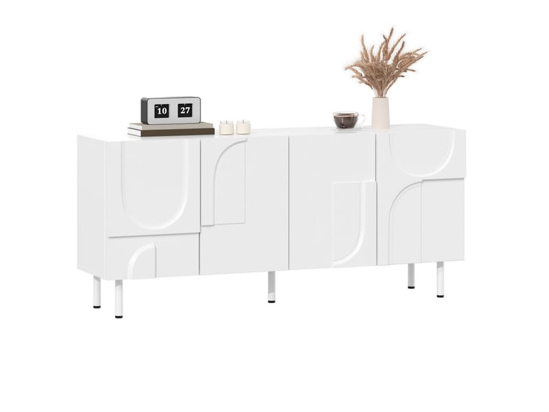 Buffet, 160 x 38,5 x 70 cm, meuble de rangement avec 4 portes, blanc - Conforama A