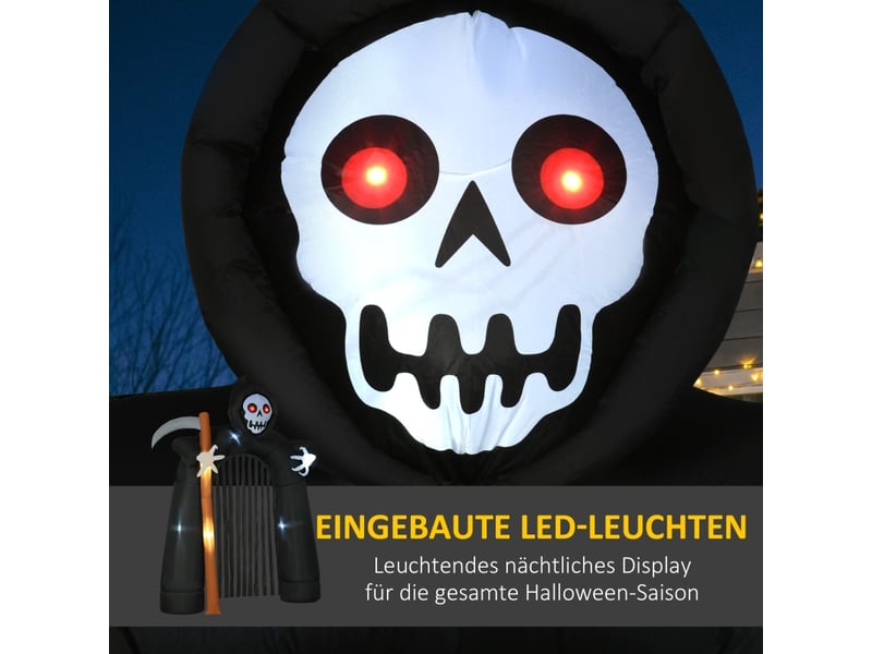 Décoration de jardin gonflable avec éclairage led et fixation stable pour halloween en polyester noir 230 × 65 × 285 cm - Conforama E