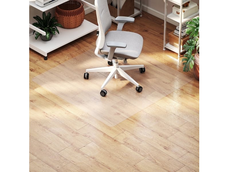 Tapis de protection de sol antidérapant transparent pour chaise de bureau, imperméable en plastique 120 × 120 cm - Conforama C