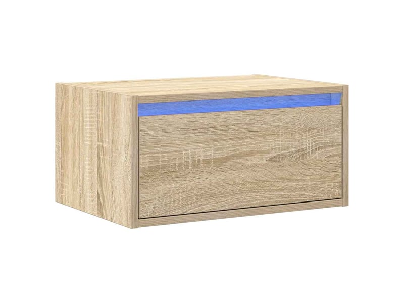 Table de chevet, table d'appoint murale avec lumières led chêne sonoma - Conforama C