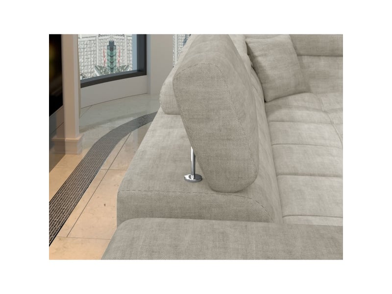 Canapé d'angle convertible palazzo 4 places beige – angle gauche avec coffre - Conforama E
