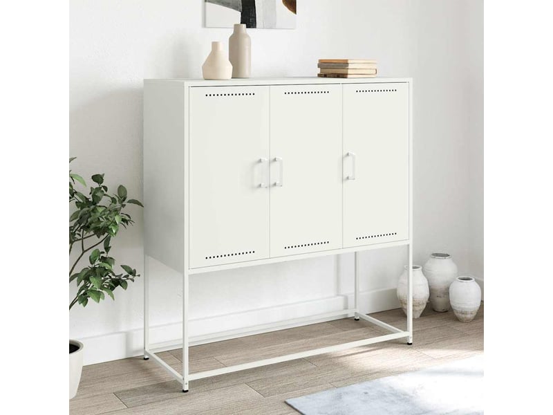  Buffet haut - bahut - meuble de rangement blanc 100,5x39x107 cm acier  - Conforama B