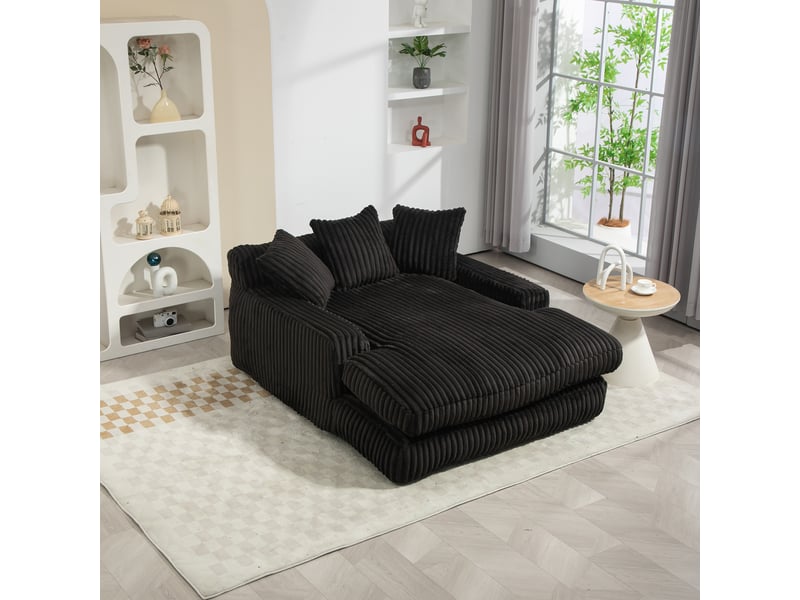 Canapé droit,canapé simple confortable en velours côtelé avec 3 oreillers moelleux,125x155x63,noir canapé noir - Conforama B