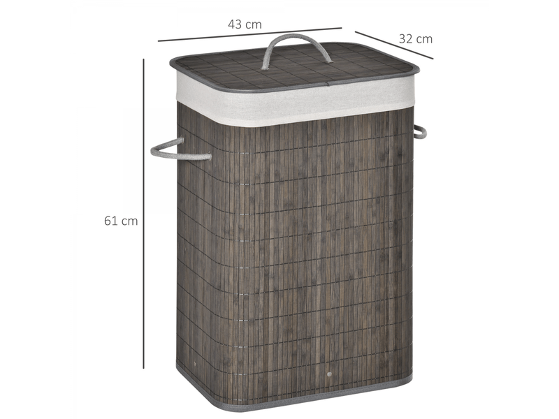  Panier à linge étroit en bambou de l avec couvercle, panier à linge avec poignée, sac de blanchisserie amovible, panier à linge sale, trieur de linge pour blanchisserie  - Conforama C