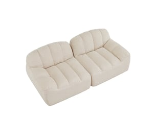 Canapé modulaire 2 places sans structure, forme coquillage, assise profonde, sans montage, blanc beige