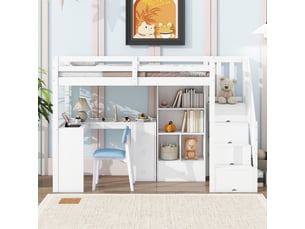Lit mezzanine 90x200 cm <strong></strong> <strong></strong> coloris blanc