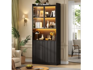 Vitrine coloris noir 5 étagère(s) TCQPZ - 80 cmx200 cm