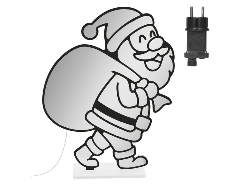 Ecd germany décoration de noël lumineuse avec effet miroir infini, figurine 3d double face, père noël led avec sac, lampe décorative pour fenêtre ou porte avec minuterie, éclairage d'intérieur ECD Germany GmbH - Conforama B