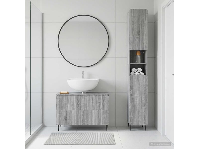 Ensemble de 2 meubles de salle de bain zwolle sonoma gris cf63243 - Conforama B