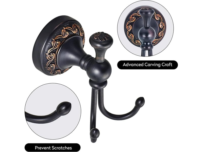  1 pcs patères doubles en bronze huilé, crochet double pour manteau antique noirs, porte-manteau en retro laiton - szpa134093jjzj SZPA134093JJZJ - Conforama C