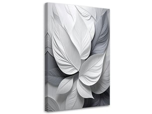 Toile imprimée, feuilles superposées dans des tons gris clair 70x100