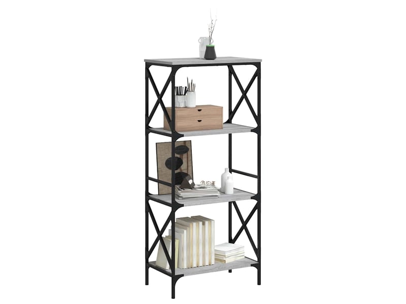  Bibliothèque à 4 niveaux, armoire à livres sonoma gris 59x35x132 cm  - Conforama C