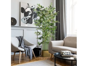 Bambou artificiel 35x35x180 cm en pot vert