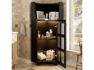 Armoire d'angle avec éclairage led, meuble d'angle noir laqué (63,5x124cm). Sans matelas.