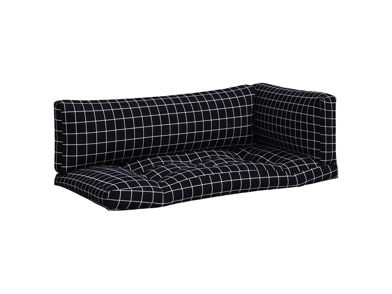  Lot de 3 coussins de palette, coussins de canapé motif à carreaux noir tissu oxford cf59681  - Conforama A
