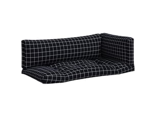 Lot de 3 coussins de palette, coussins de canapé motif à carreaux noir tissu oxford cf59681