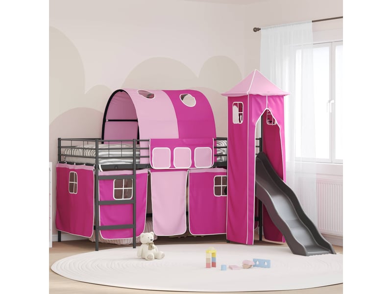  Cadre de lit superposé pour enfants - lit jeune noir et rose 80 x 200 cm  - Conforama B