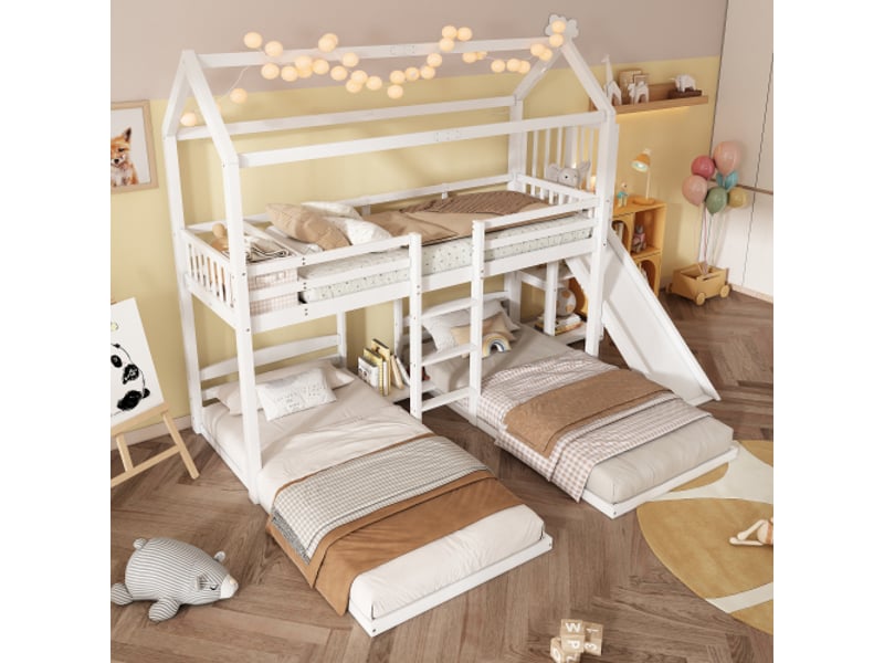  Lit triple 90x200 cm coloris blanc pin lit enfant blanc - Conforama E