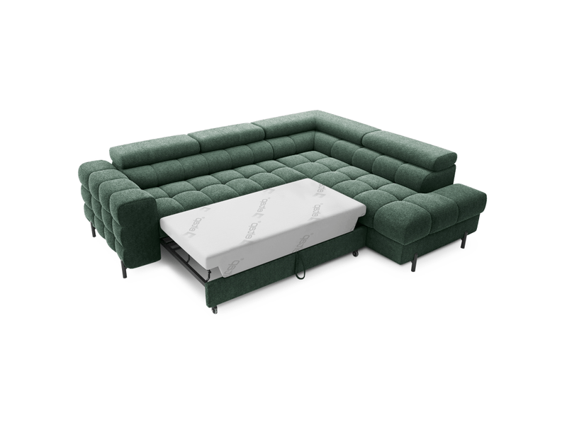  Canapé convertible vert foncé ferrum 5 places angle droit style industriel 276x93x200cm  - Conforama B