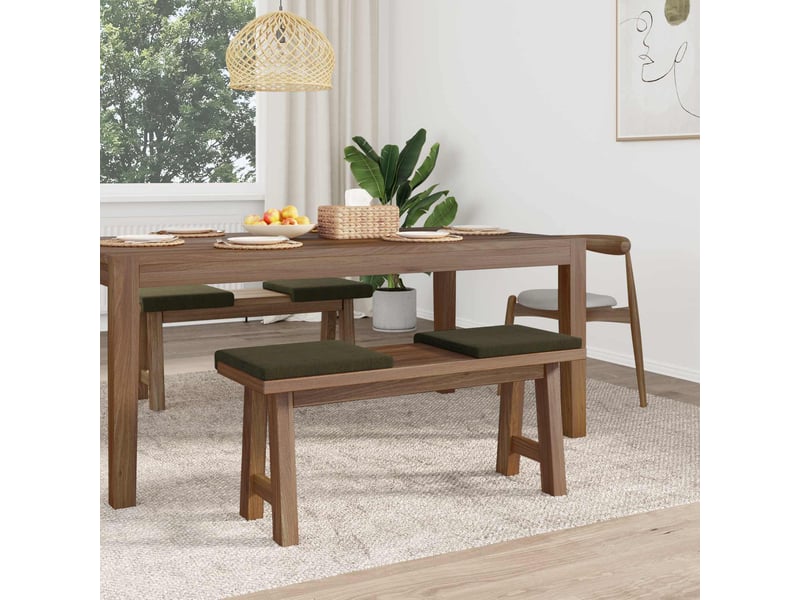  Lot de 4 coussins de banc, coussins d'assise, coussins pour chaisecanapé tissu en suède synthétique vert armée cf52582  - Conforama C