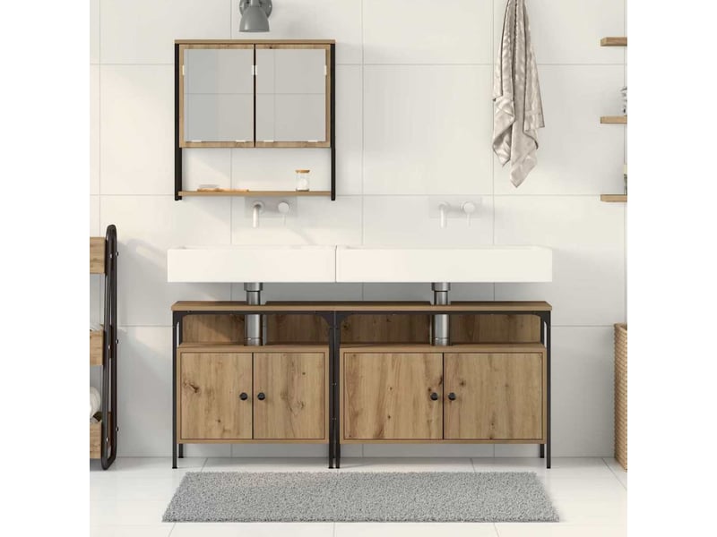 Ensemble de mobilier de salle de bain 3 pièces marron cf64478 - Conforama D