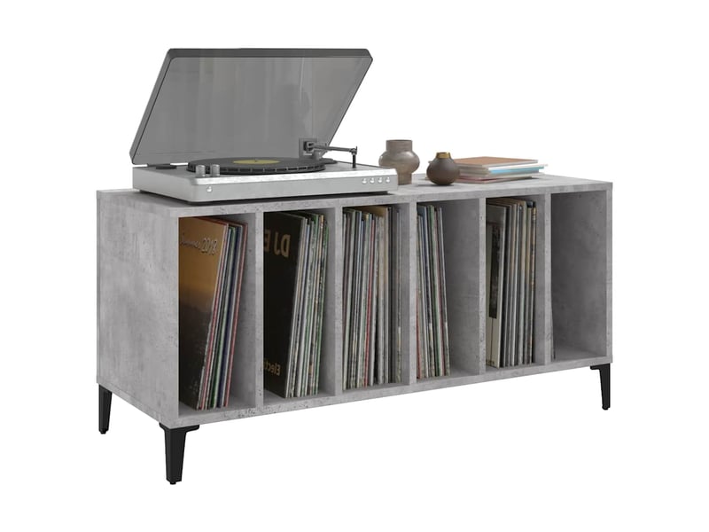  Armoire à disques, armoire de rangement gris béton 100x38x48 cm bois d'ingénierie shl98311  - Conforama D