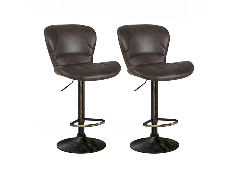  Lot de 2 tabourets de bar réglables 44 x 46,5 x 87-108 cm confortables pivotants style vintage en métal marron rustique 20_0014187  - Conforama A