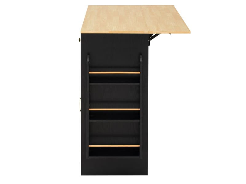  Desserte de cuisine 3 tiroirs 2 portes 136x65x90 cm en mdf noir et naturel  - Conforama R