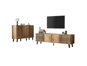 Meuble tv coloris bois clair 150 cm <strong>CHICFURN</strong>  <strong></strong>