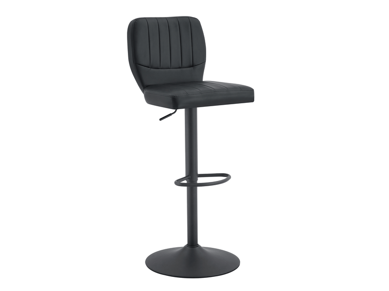  Tabouret de bar pivotant réglable avec dossier et repose-pieds, en similicuir noir  - Conforama A