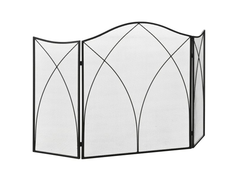 Pare-feu de cheminée noir en métal à 3 panneaux, pliable, 126x76 cm, protection du foyer - Conforama A