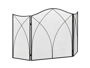 Pare-feu de cheminée noir en métal à 3 panneaux, pliable, 126x76 cm, protection du foyer