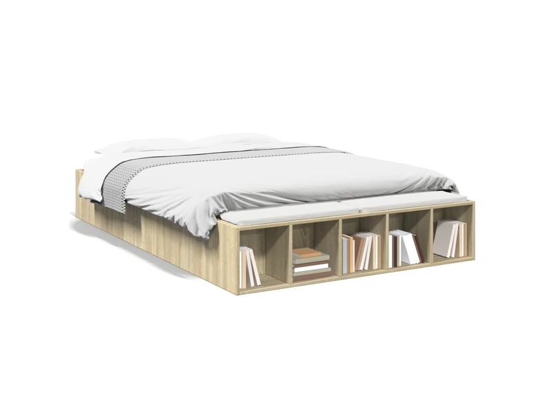  Lit double- lit adulte -  cadre de lit sans matelas chêne sonoma 135x190 cm  - Conforama A
