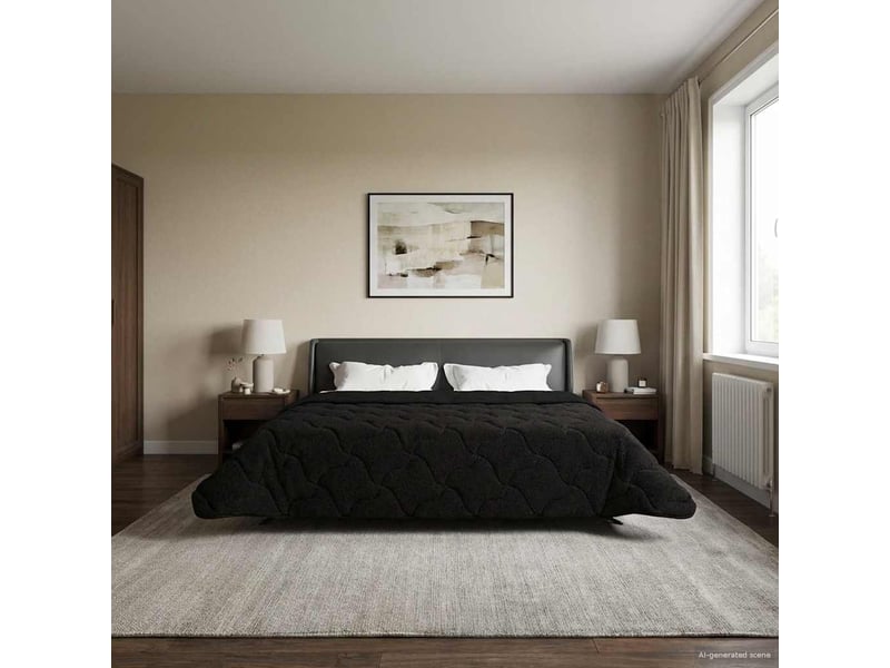  Duvet - couette complet toute l'année matelassé noir 200 x 220 cm  - Conforama B