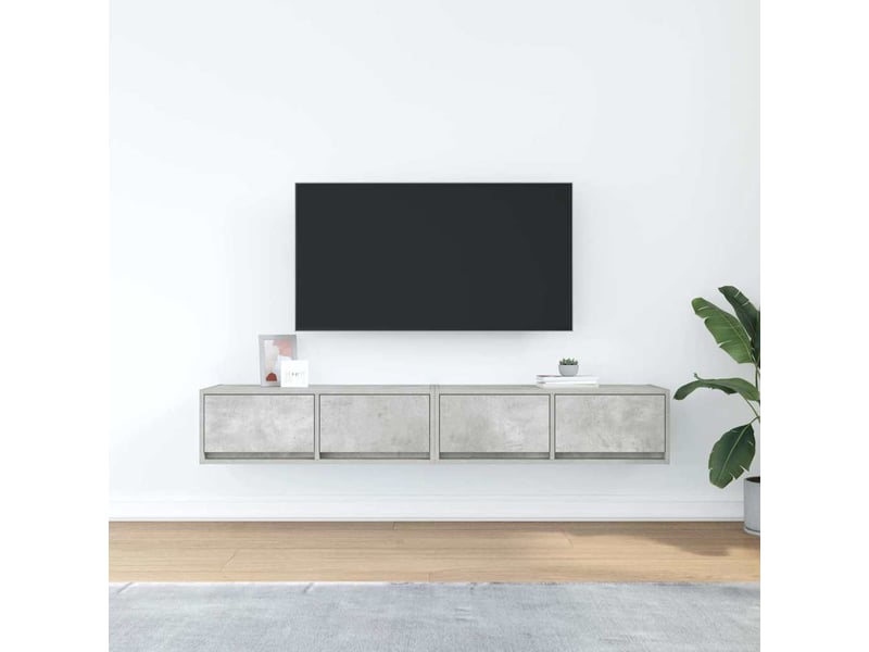 Lot de 2 meuble tv bas salon gris béton 80x31x25,5 cm bois d'ingénierie shl33200  - Conforama C