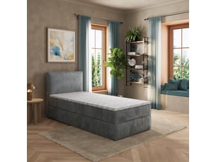 Lit avec rangement 90x200 cm <strong>MASSENO</strong>  <strong></strong> coloris gris