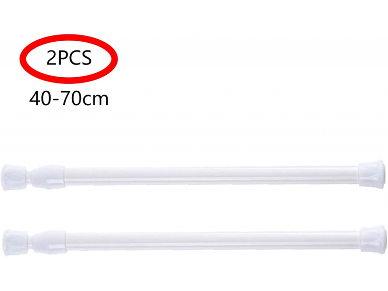  Lot de 2 tringles à rideau de douche télescopiques, sans perçage, pour douche, baignoire, armoire, blanc, largeur 40-70 cm  - Conforama B