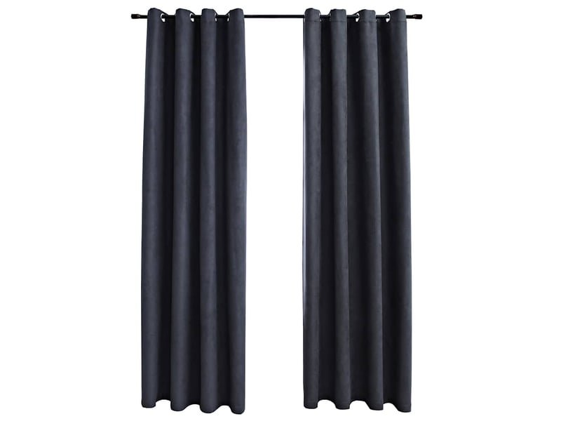  Lot de 2 rideaux occultants, rideaux black-out avec anneaux métal anthracite 140x245cm cf44860  - Conforama A