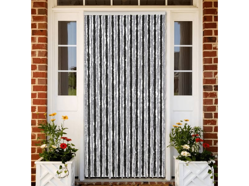  Rideau anti-mouches, moustiquaire gris et noir 118x220 cm chenille cf43547  - Conforama B