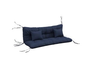 Ensemble de 4 coussins d'assise, 150 x 50 cm, coussins de chaise déperlants avec attaches, 10 cm d'épaisseur, bleu marine