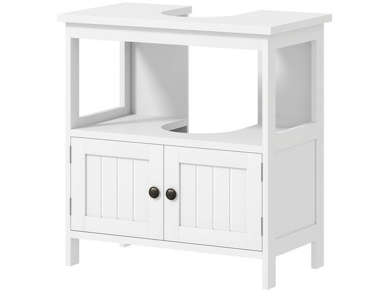  Meuble sous-évier avec 2 portes et étagère ouverte, meuble sous-évier indépendant, 60 x 30 x 60 cm, blanc  - Conforama B