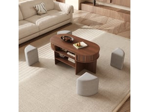 Table basse ovale coloris bois foncé <strong>OOIILLEE</strong> <strong>Luxe haut de gamme</strong> - 60 cmx120 cm
