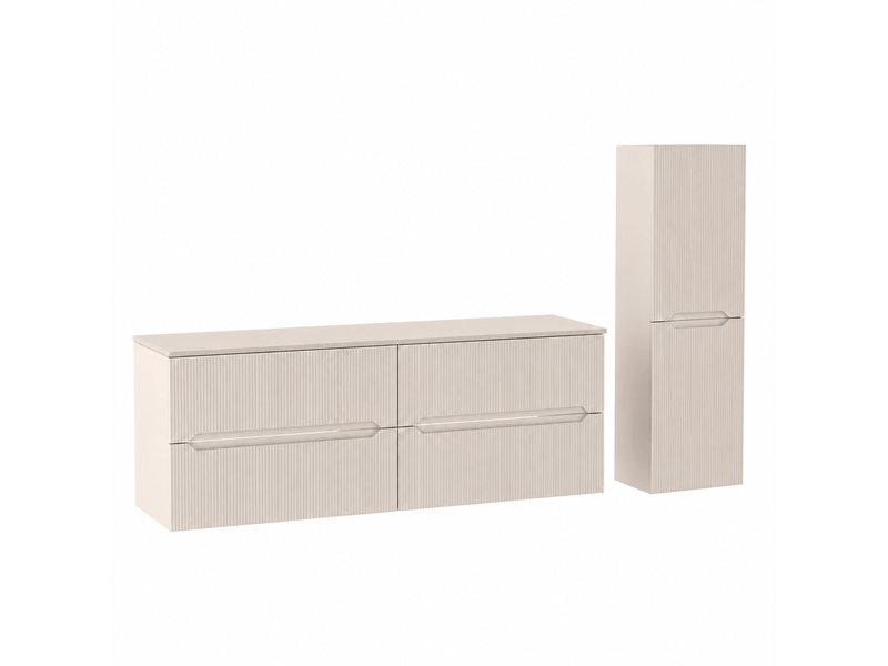 Ensemble double meuble sous vasque avec plan et colonne novo l.160 cm cachemire mat - Conforama A