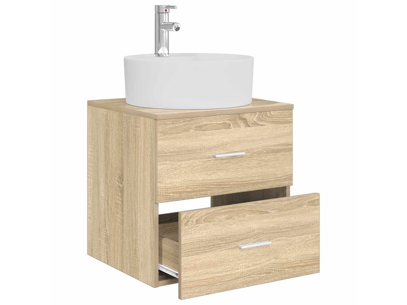 Vanité de lavabo mural, meuble de rangement chêne sonoma 49.5x44.5x65 cm shl6567 - Conforama C