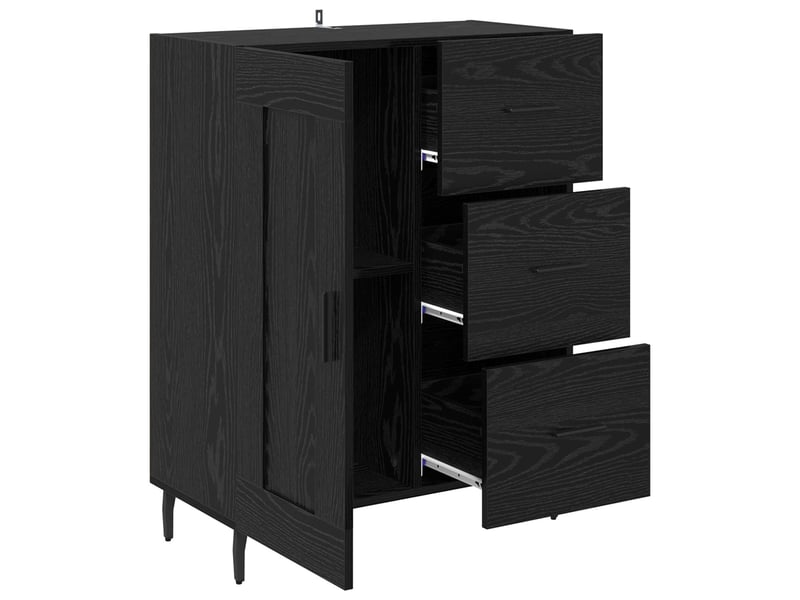  Buffet - bahut - meuble de rangement chêne noir 69,5 x 34 x 90 cm bois d'ingénierie et fer  - Conforama E