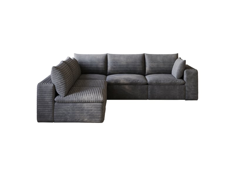  Canapé modulable 5 places 260x250x60 cm en velours côtelé - structure mousse sans montage - gris foncé Bubbly Shop - Conforama A