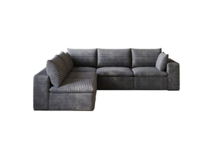 Canapé cloud 5 places 260x250x60 cm en velours côtelé - double couche coussins amovibles sans montage - gris foncé
