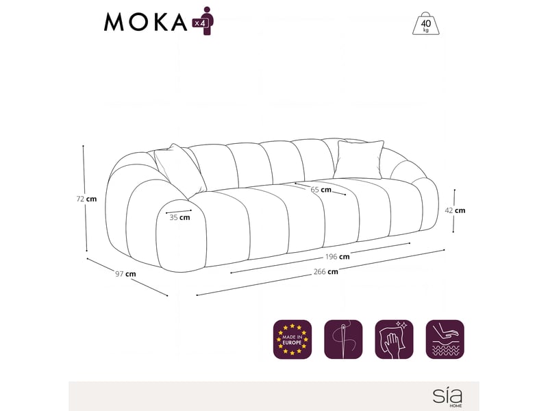  Canapé 4 places en velours texturé terracotta moka 1MOK4PVTTC - Conforama E