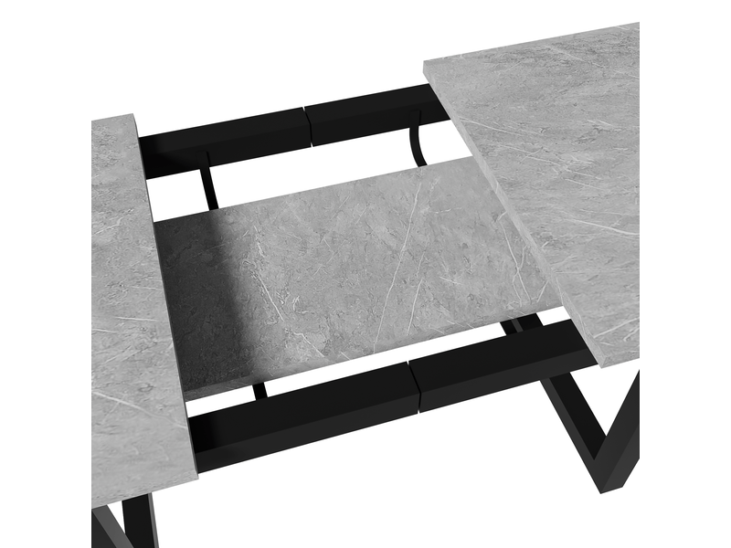  Table à manger extensible 140180 x 80 x 75 cm, effet béton et noir, mdf et métal Fay Lum - Conforama W