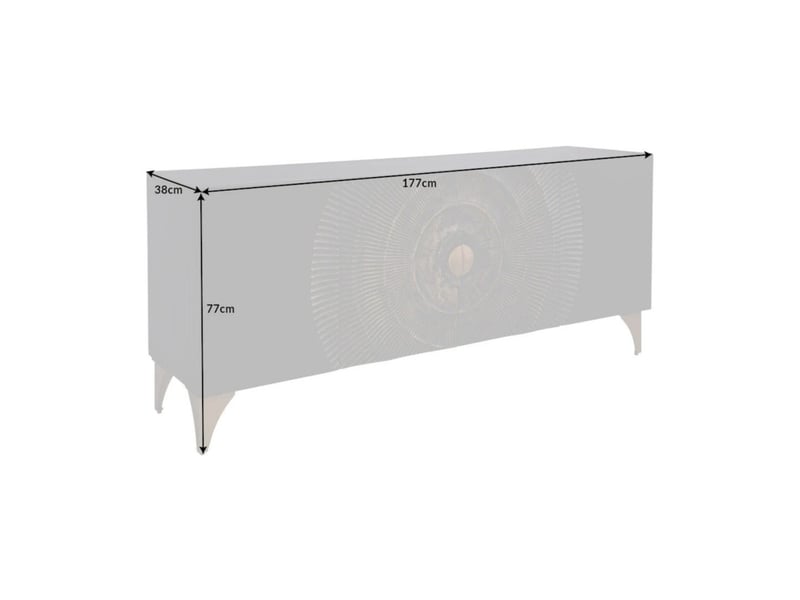 Buffet solaris 177 cm noir et doré en bois massif de manguier – 4 portes sculptées motif solaire - Conforama C